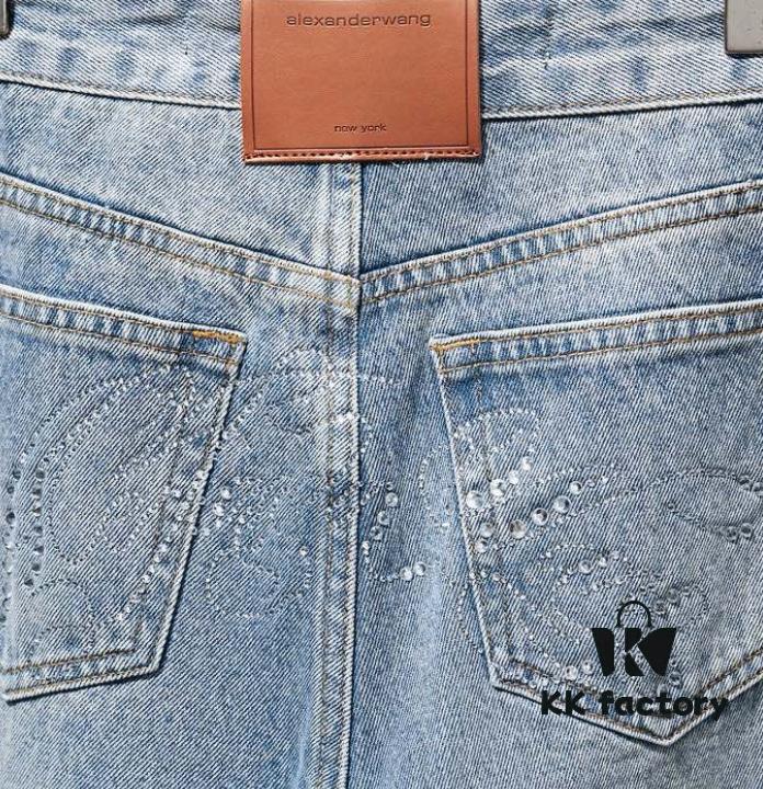 6931a567ccd8ab3d7af99b7c Alex Rhinestone Embellished Curved-Cut Denim Trousers
