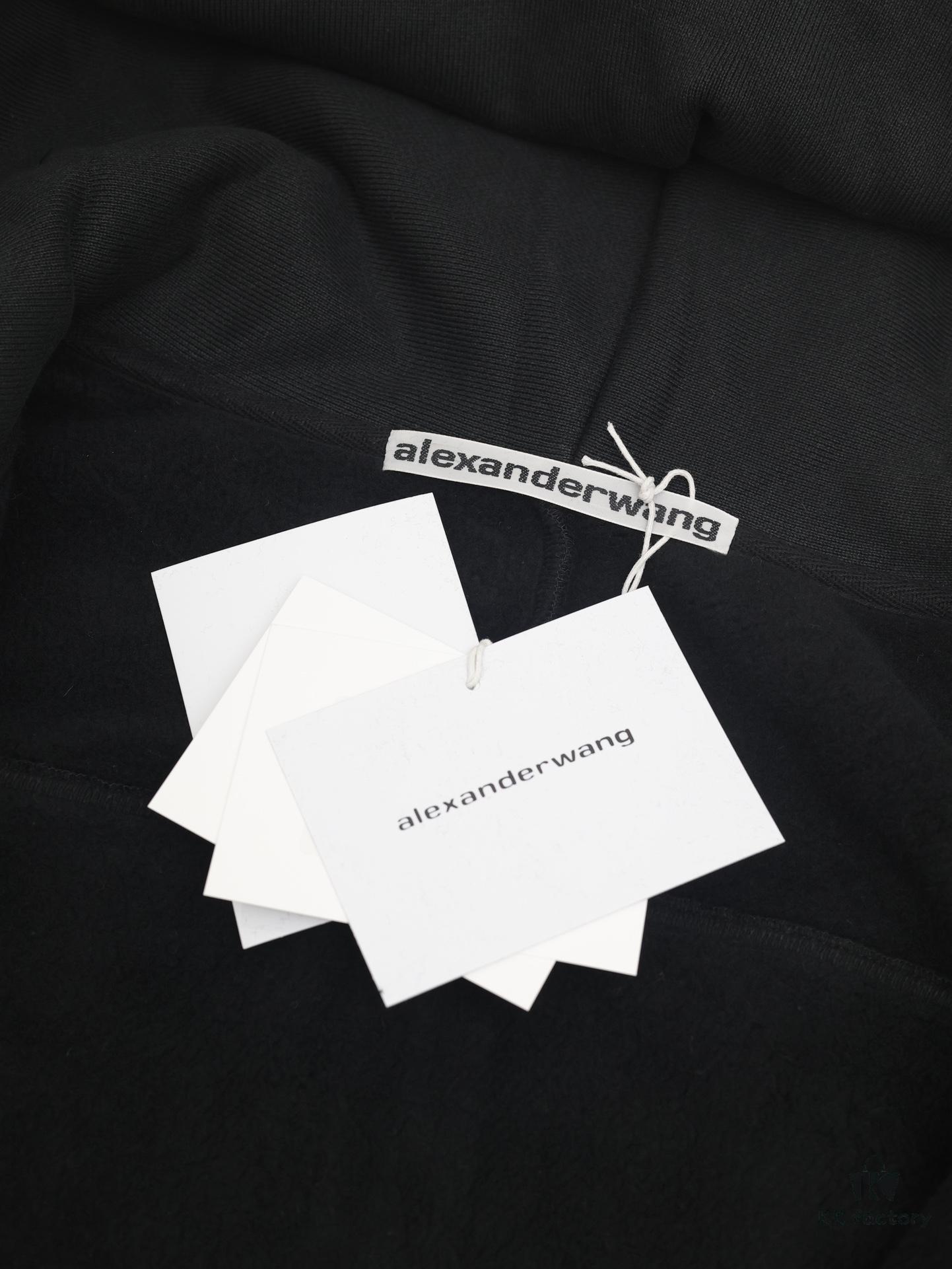 6931a56bccd8ab3d7af99bbb Alexander Wang 2024 New Arm Logo Embroidered Oversized Hooded Jacket with Dual-Zipper Design