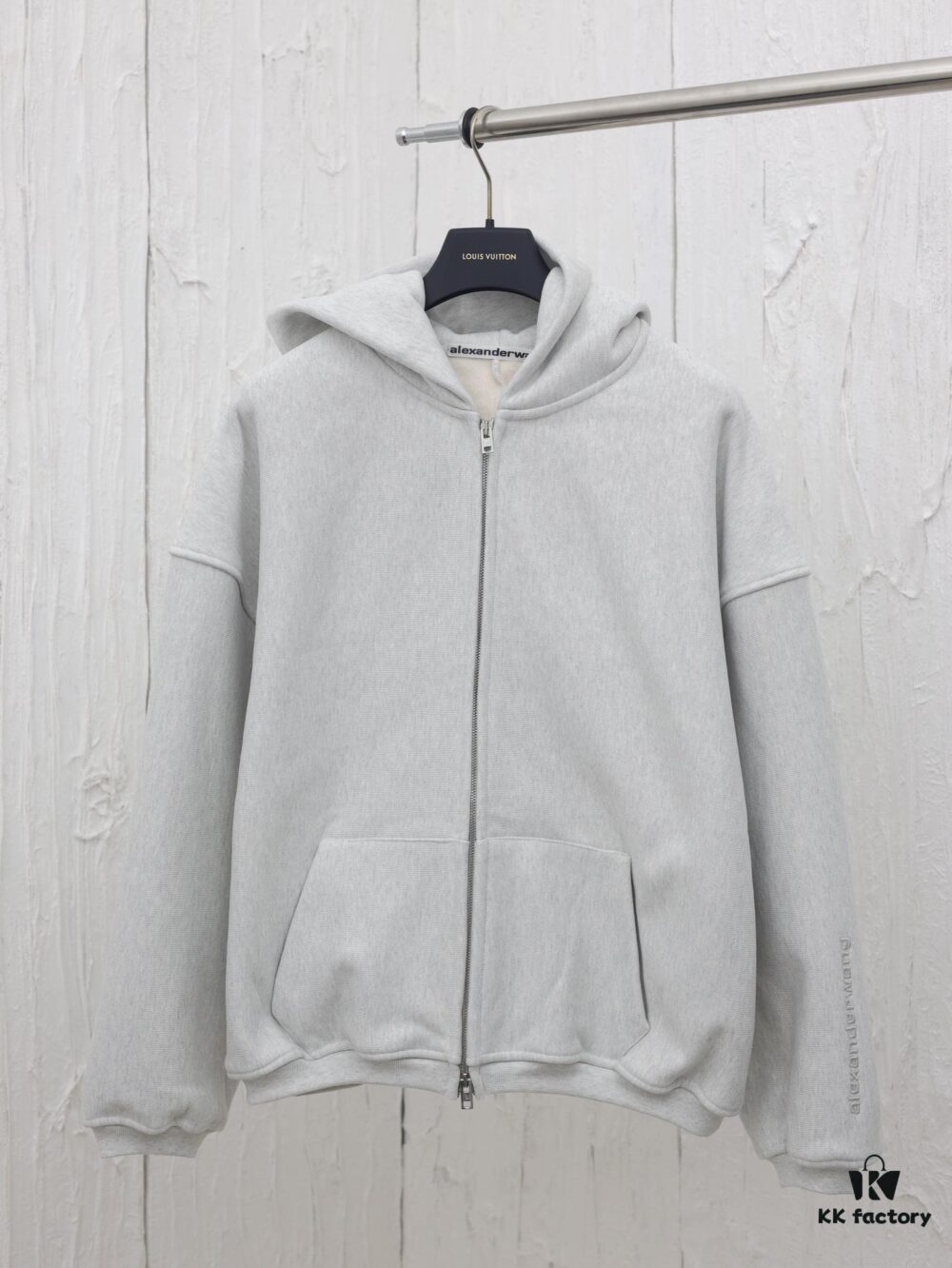 6931a56bccd8ab3d7af99bbf Alexander Wang 2024 New Arm Logo Embroidered Oversized Hooded Jacket with Dual-Zipper Design
