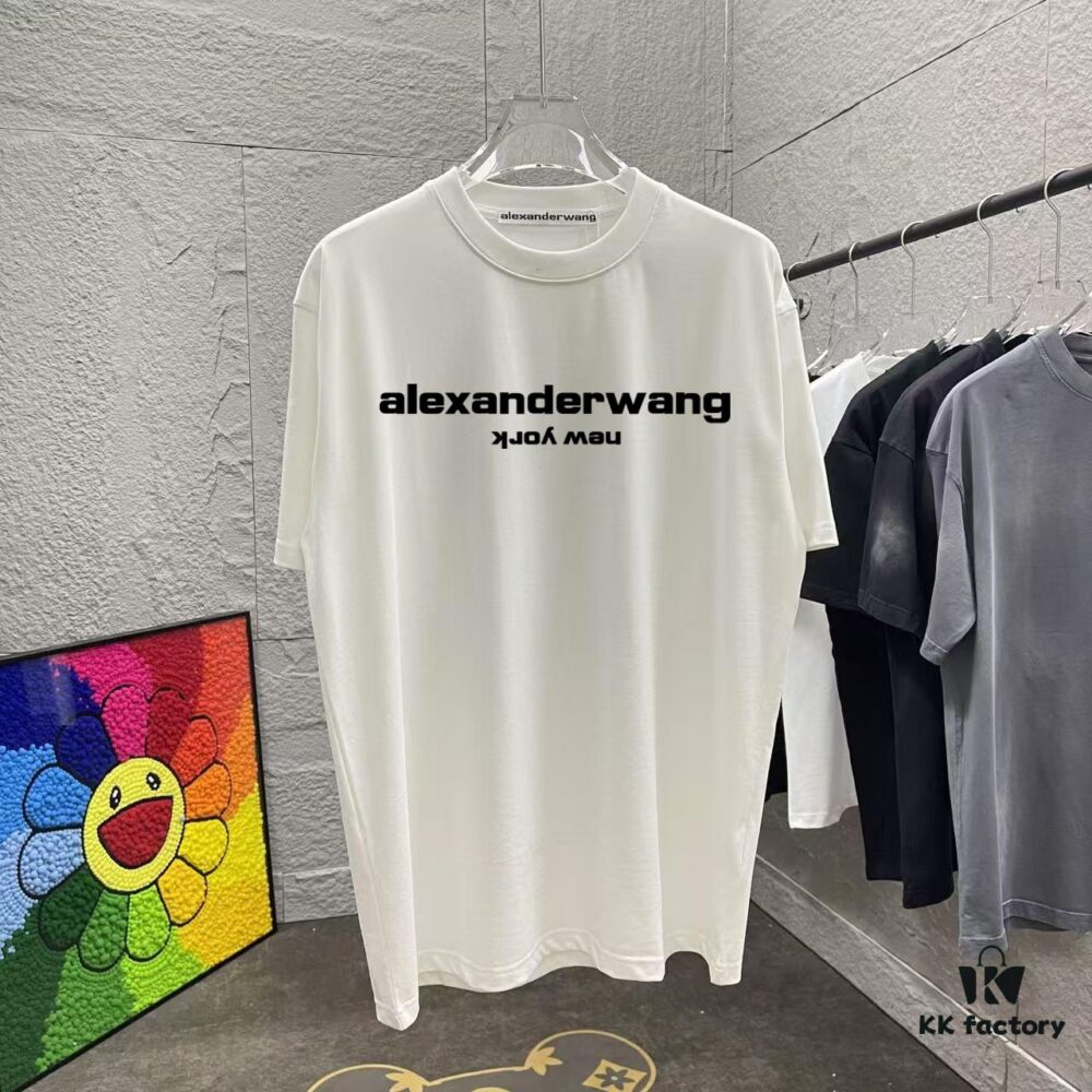 6931a570ccd8ab3d7af99c02 Alexander Wang * alexanderwang 2025 Spring/Summer New Arrival Letter Logo Print Custom Fabric 300g Short Sleeve T-Shirt Unisex