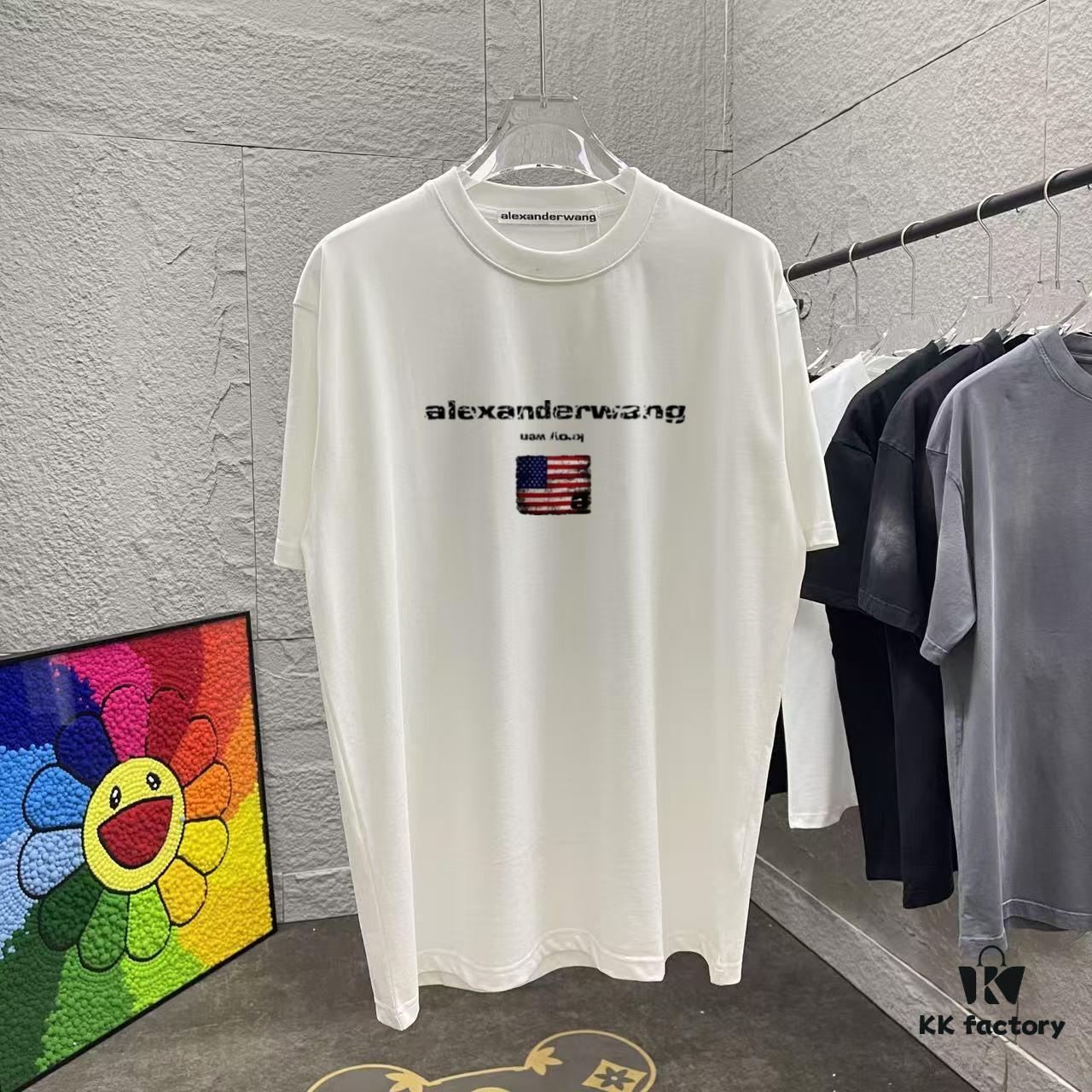 Alexander Wang * alexanderwang 2025 Spring/Summer New Arrival Letter Logo Print Custom Fabric 300g Short Sleeve T-Shirt Unisex