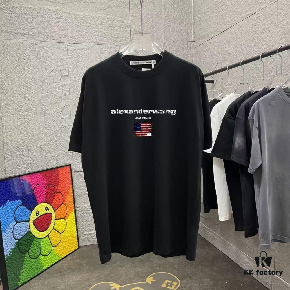 6931a571ccd8ab3d7af99c13 Alexander Wang * alexanderwang 2025 Spring/Summer New Arrival Letter Logo Print Custom Fabric 300g Short Sleeve T-Shirt Unisex