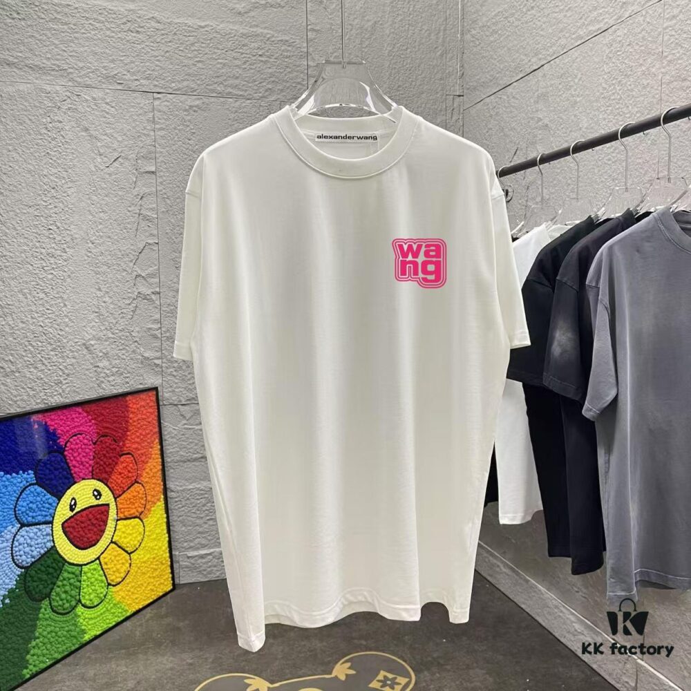 6931a572ccd8ab3d7af99c1b Alexander Wang * alexanderwang 2025 Spring/Summer New Arrival Letter Logo Print Custom Fabric 300g Short Sleeve T-Shirt Unisex