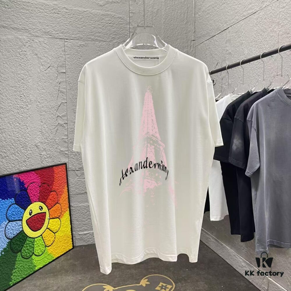 6931a573ccd8ab3d7af99c2b Alexander Wang * alexanderwang 2025 Spring/Summer New Arrival Letter Logo Print Custom Fabric 300g Short Sleeve T-Shirt Unisex