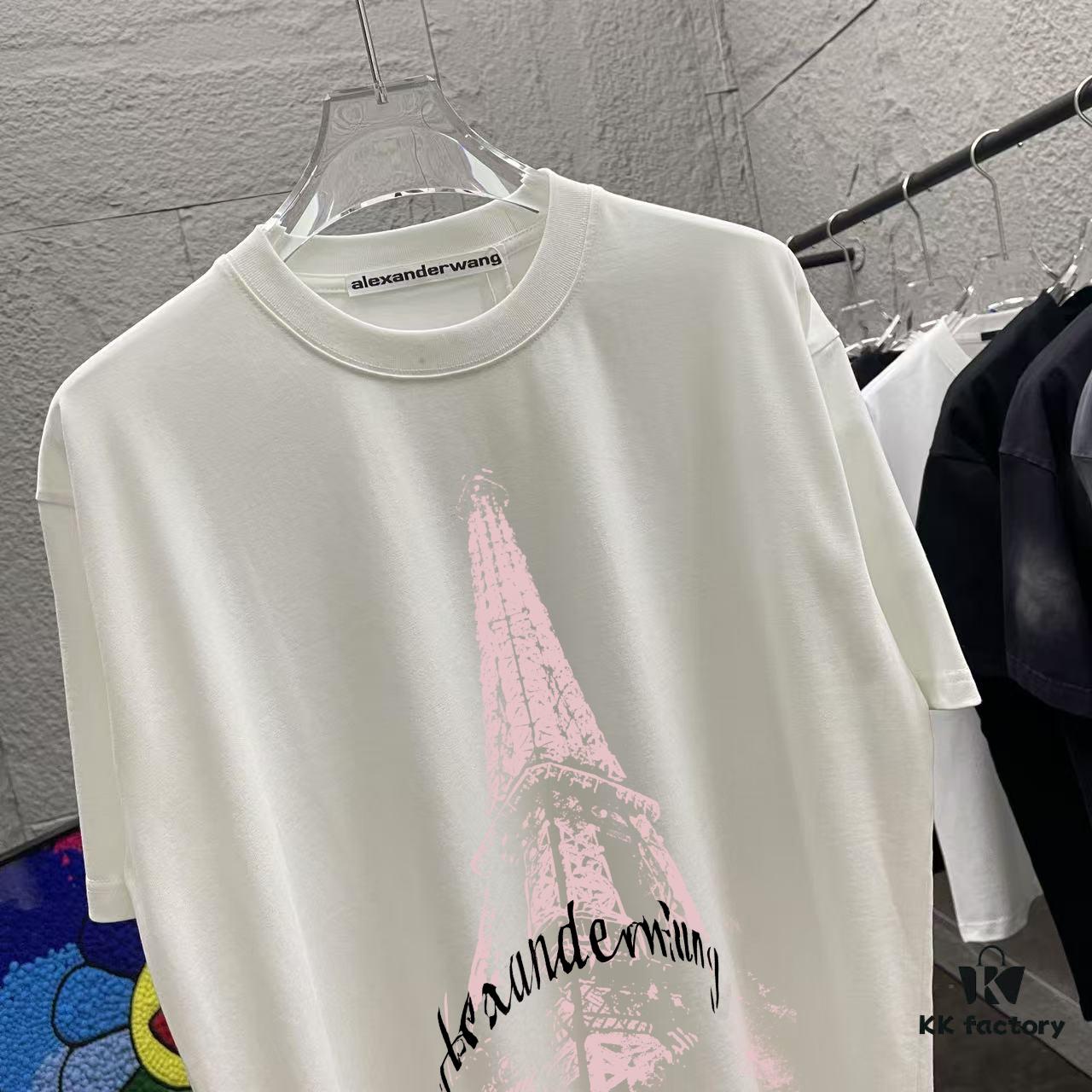 Alexander Wang * alexanderwang 2025 Spring/Summer New Arrival Letter Logo Print Custom Fabric 300g Short Sleeve T-Shirt Unisex