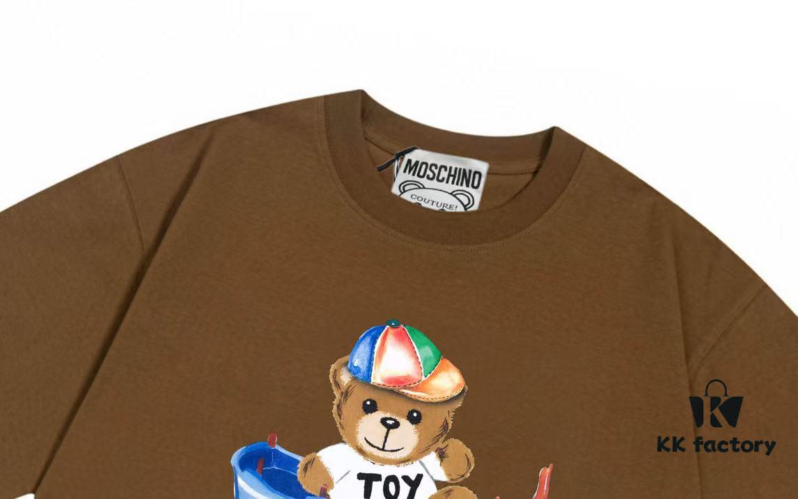 6931a57bccd8ab3d7af99cb7 Moschino 2025 New Arrival Cute Series Rainbow Bear Hat Letter Logo Unisex Short Sleeve T-Shirt