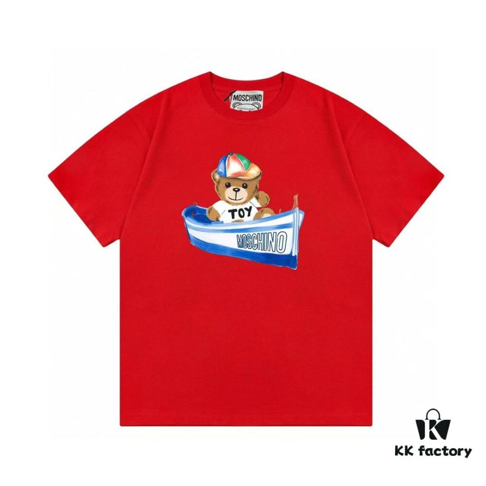 6931a57cccd8ab3d7af99cbd Moschino 2025 New Arrival Cute Collection Rainbow Bear Letter Logo Unisex Short Sleeve T-Shirt