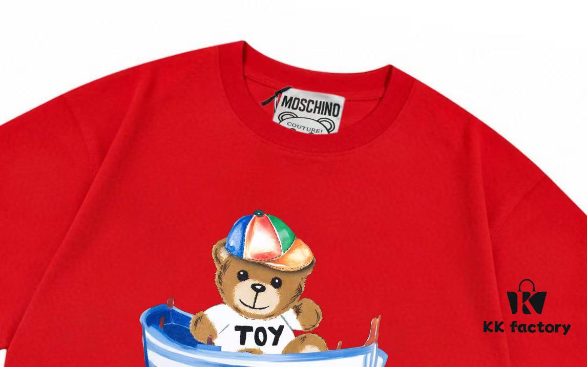 Moschino 2025 New Arrival Cute Collection Rainbow Bear Letter Logo Unisex Short Sleeve T-Shirt