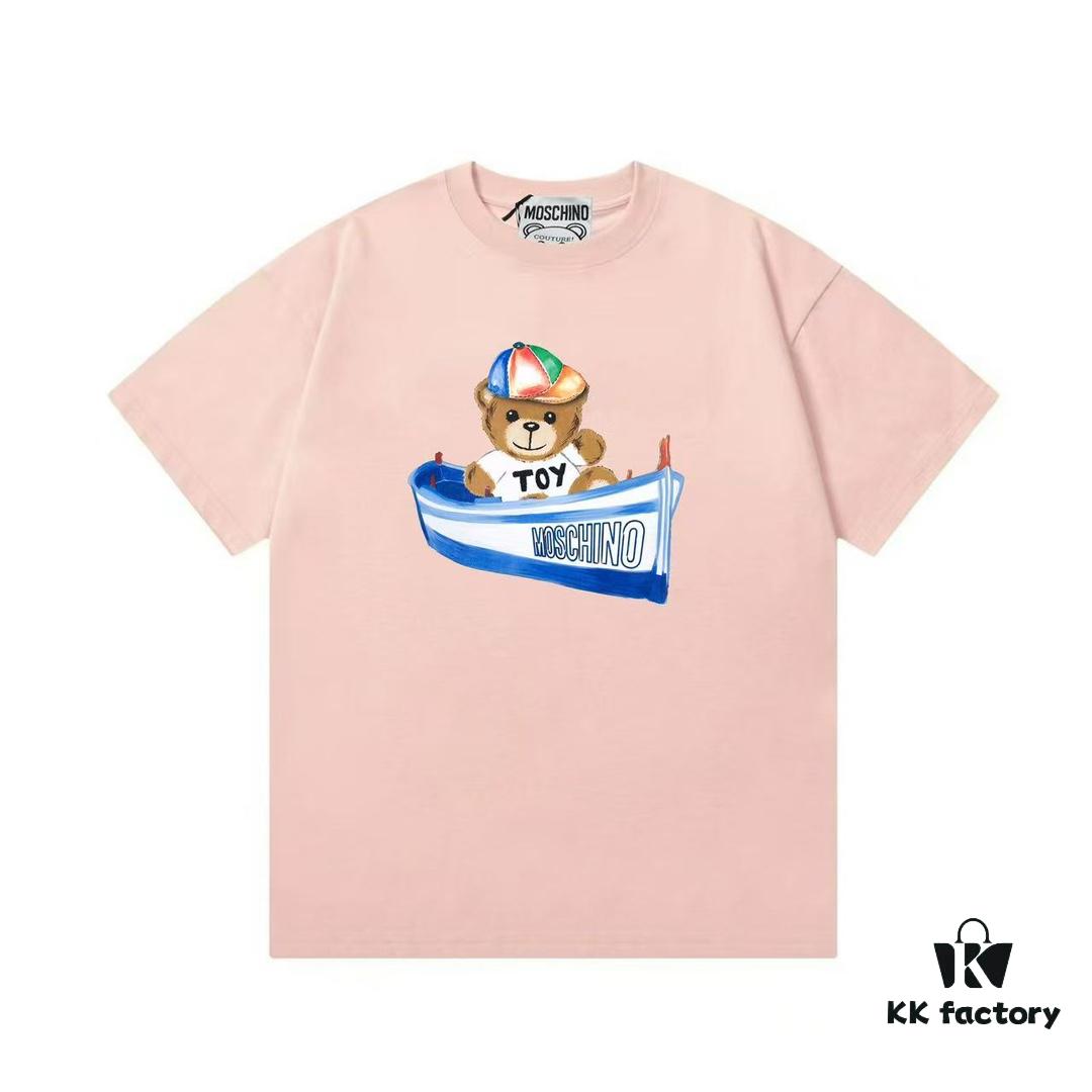 6931a57dccd8ab3d7af99ccd Moschino 2025 New Arrival Cute Rainbow Bear Letter Logo Unisex Short Sleeve T-Shirt