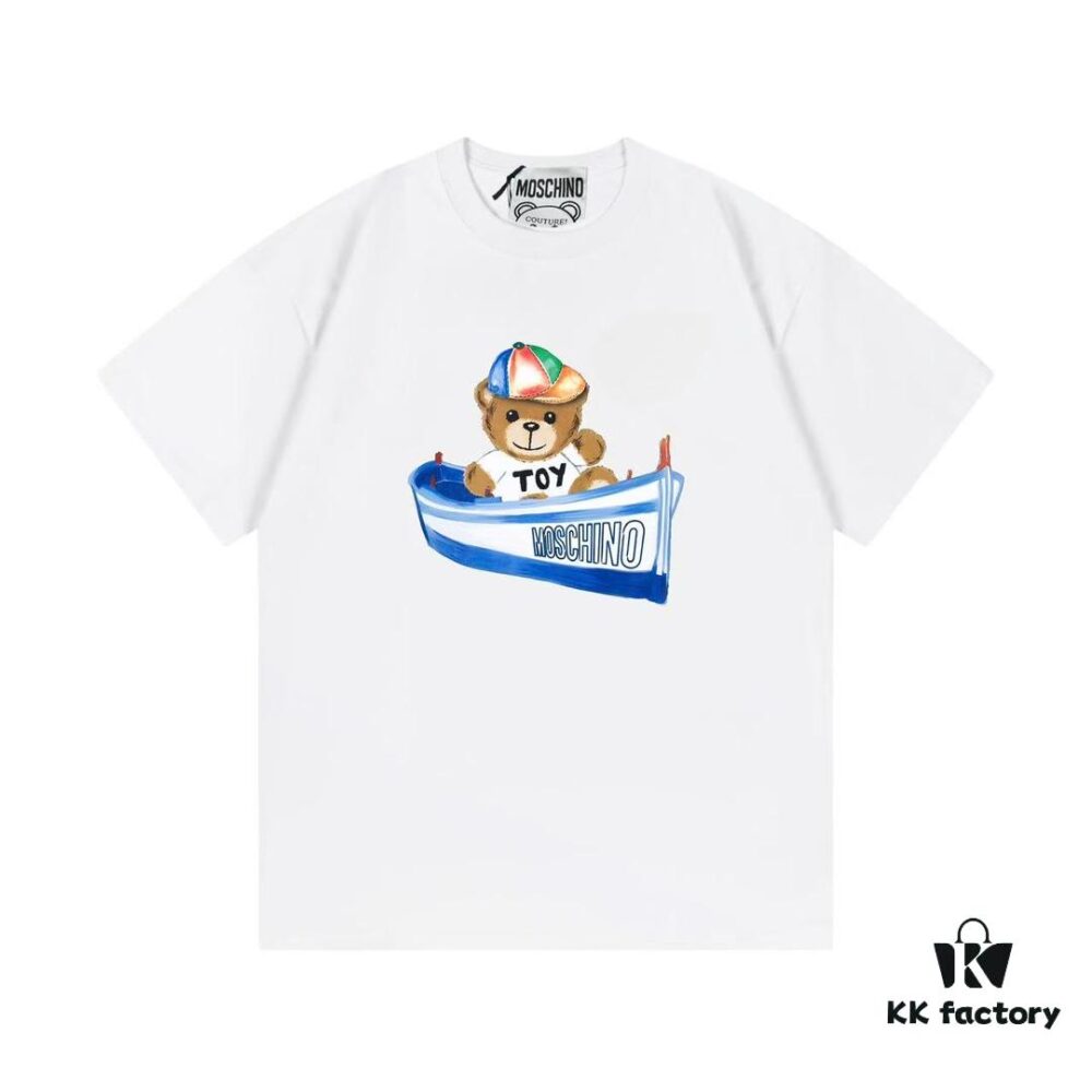 6931a57dccd8ab3d7af99cd4 Moschino 2025 New Arrival Cute Rainbow Bear Logo Unisex Short Sleeve T-Shirt