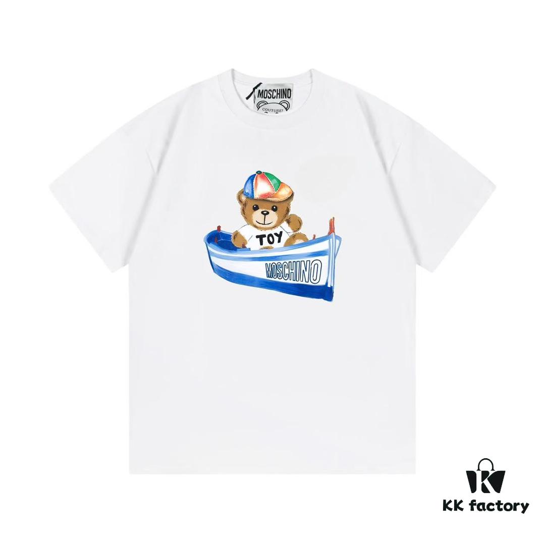 6931a57dccd8ab3d7af99cd4 Moschino 2025 New Arrival Cute Rainbow Bear Logo Unisex Short Sleeve T-Shirt