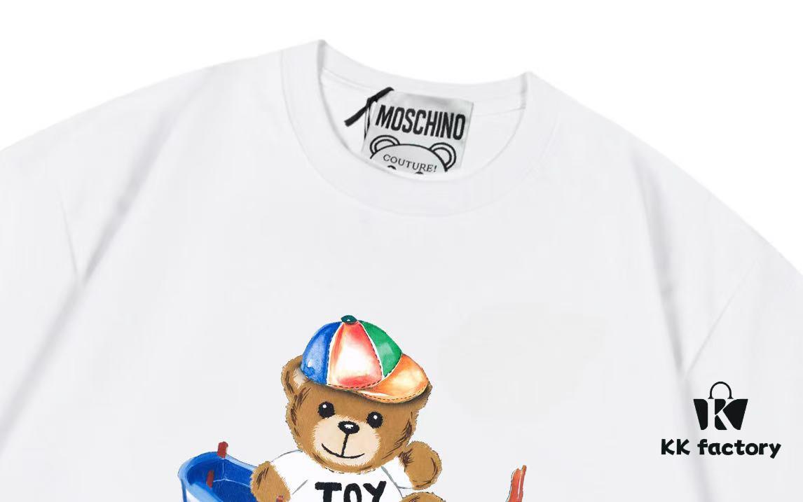 6931a57dccd8ab3d7af99cd7 Moschino 2025 New Arrival Cute Rainbow Bear Logo Unisex Short Sleeve T-Shirt