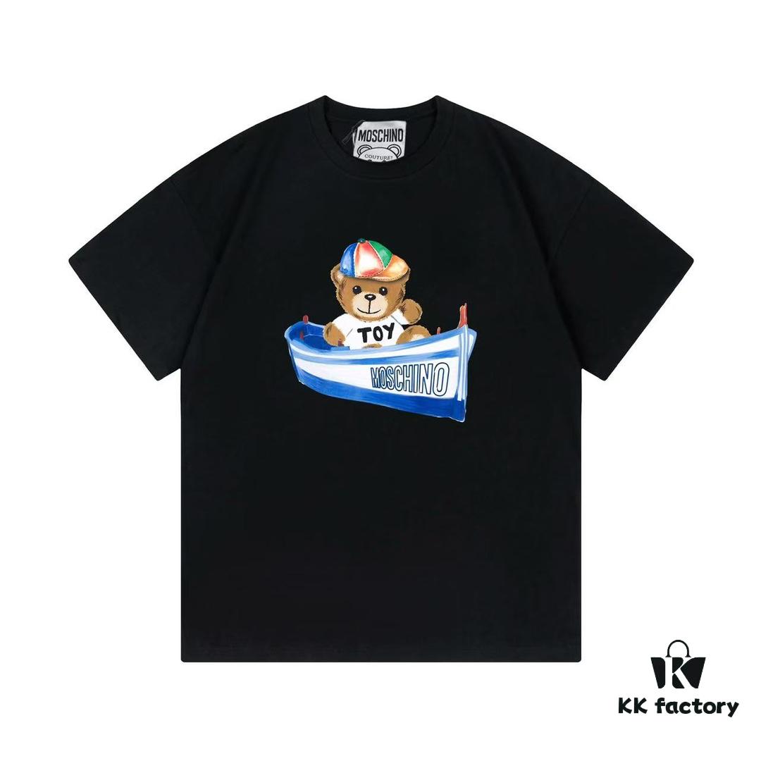 6931a57dccd8ab3d7af99cdd Moschino 2025 New Arrival Cute Collection Rainbow Bear Logo Letter Graphic Unisex Short Sleeve T-Shirt