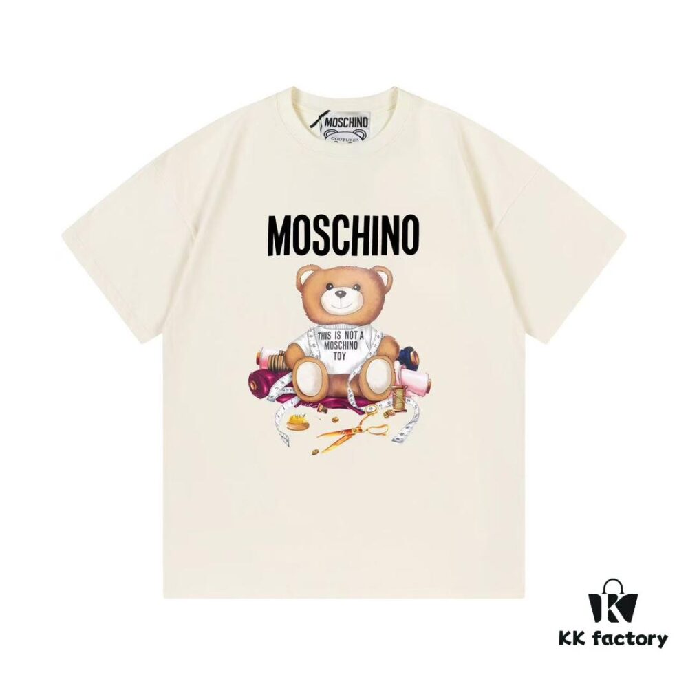 6931a57fccd8ab3d7af99cf4 Moschino 2025 New Arrival Cute Series Tailor Bear Letter Logo Unisex Short Sleeve T-Shirt
