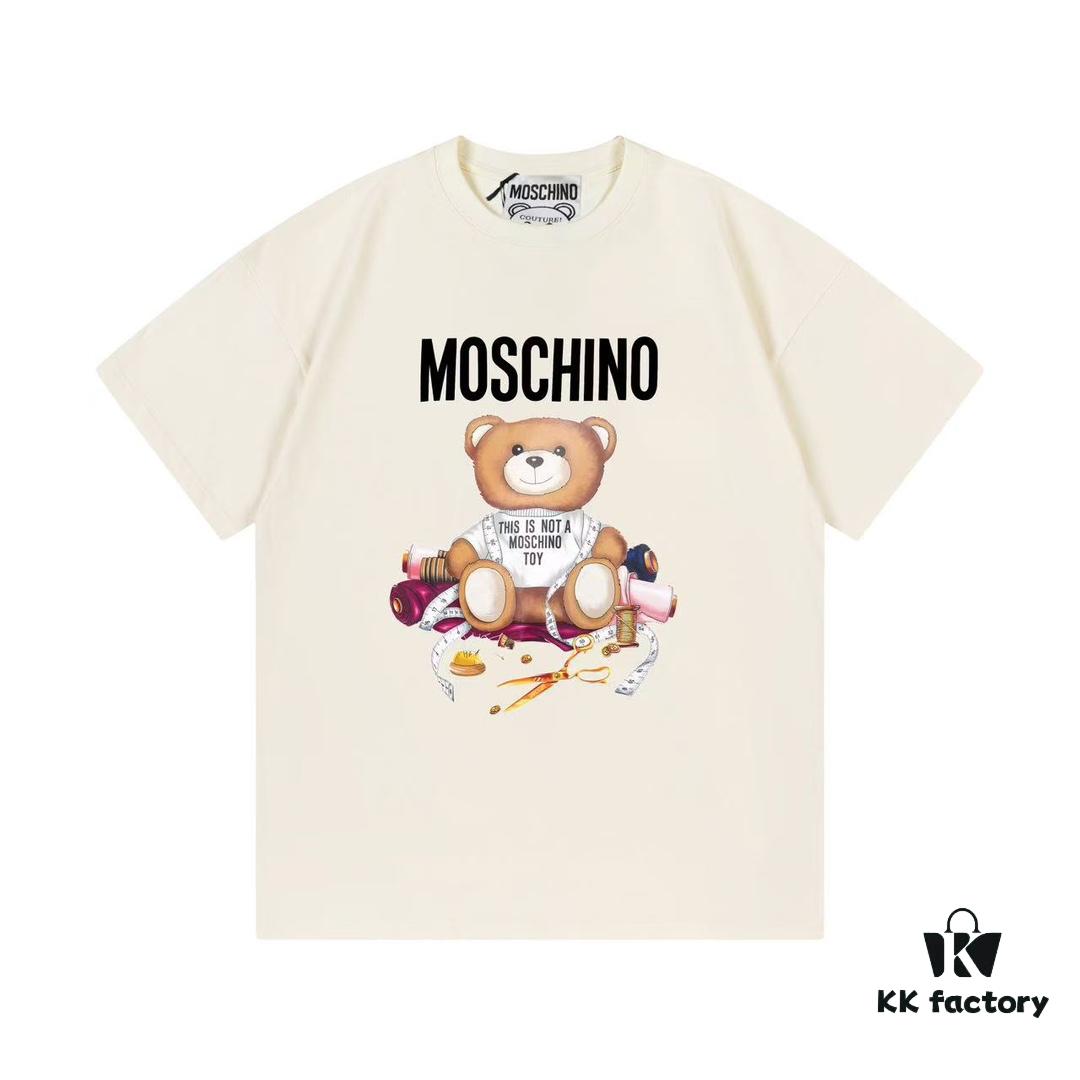 Moschino 2025 New Arrival Cute Series Tailor Bear Letter Logo Unisex Short Sleeve T-Shirt
