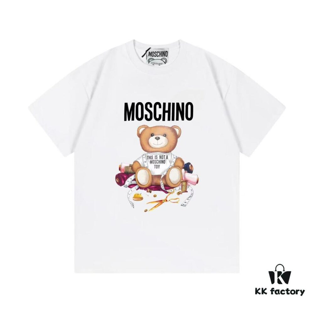 6931a580ccd8ab3d7af99d06 Moschino 2025 New Arrival Cute Series Tailor Bear Letter Logo Unisex Short Sleeve T-Shirt