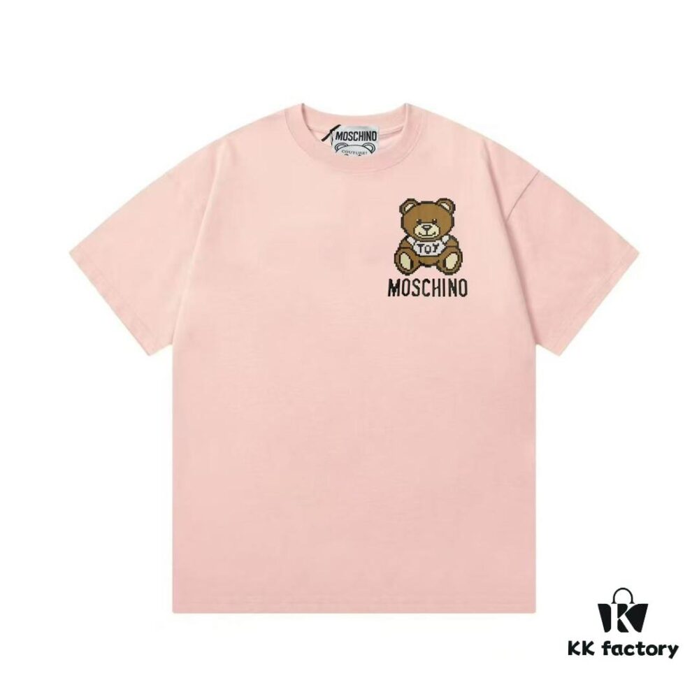 6931a588ccd8ab3d7af99d9f Moschino 2025 New Arrival Cute Series Mosaic Bear Letter Logo Unisex Short Sleeve T-Shirt