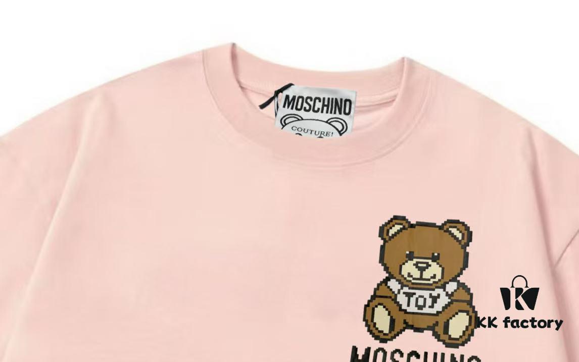 6931a589ccd8ab3d7af99da2 Moschino 2025 New Arrival Cute Series Mosaic Bear Letter Logo Unisex Short Sleeve T-Shirt