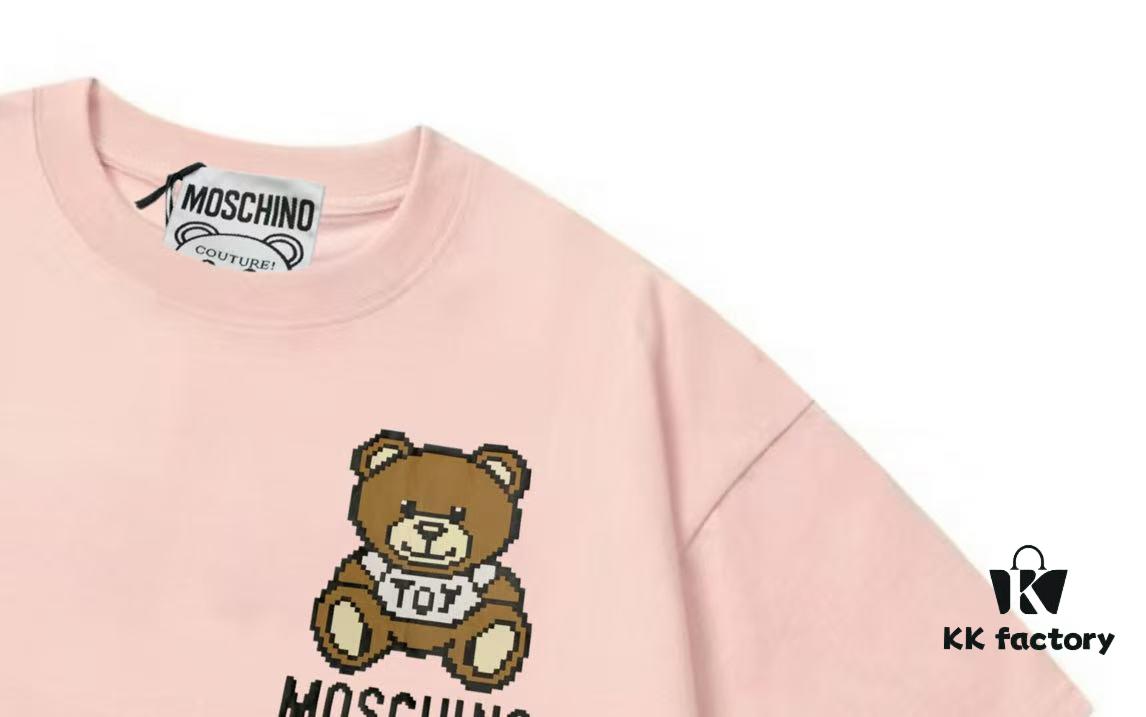 6931a589ccd8ab3d7af99da3 Moschino 2025 New Arrival Cute Series Mosaic Bear Letter Logo Unisex Short Sleeve T-Shirt