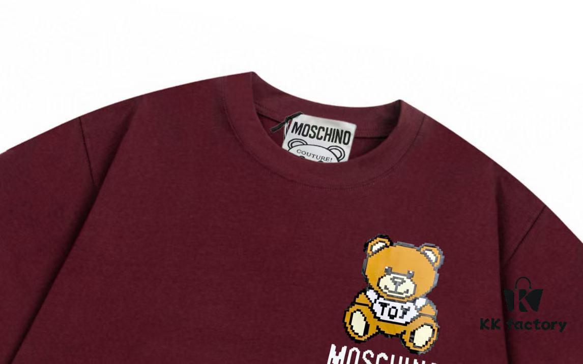 6931a589ccd8ab3d7af99da9 Moschino 2025 New Arrival Cute Mosaic Bear Letter Logo Unisex Short Sleeve T-Shirt