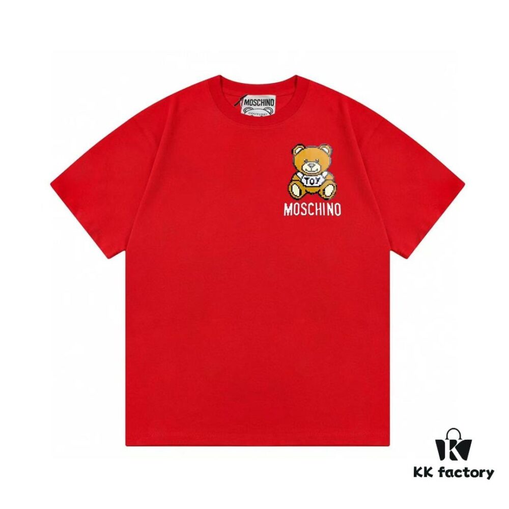 6931a589ccd8ab3d7af99dad Moschino 2025 New Arrival Cute Series Mosaic Bear Letter Logo Unisex Short Sleeve T-Shirt