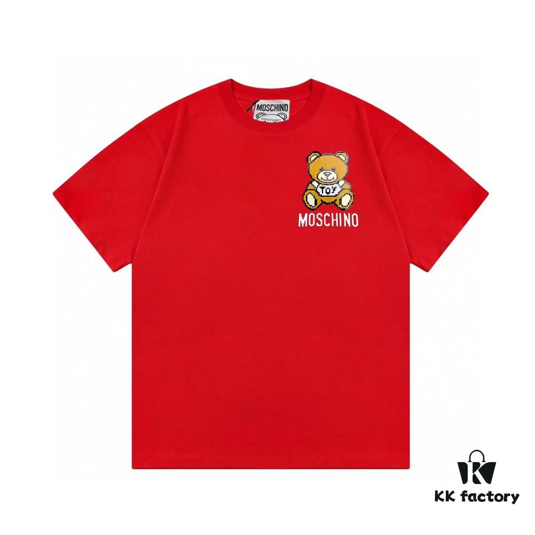 6931a589ccd8ab3d7af99dad Moschino 2025 New Arrival Cute Series Mosaic Bear Letter Logo Unisex Short Sleeve T-Shirt
