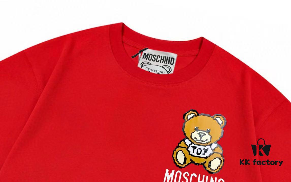 6931a589ccd8ab3d7af99db0 Moschino 2025 New Arrival Cute Series Mosaic Bear Letter Logo Unisex Short Sleeve T-Shirt