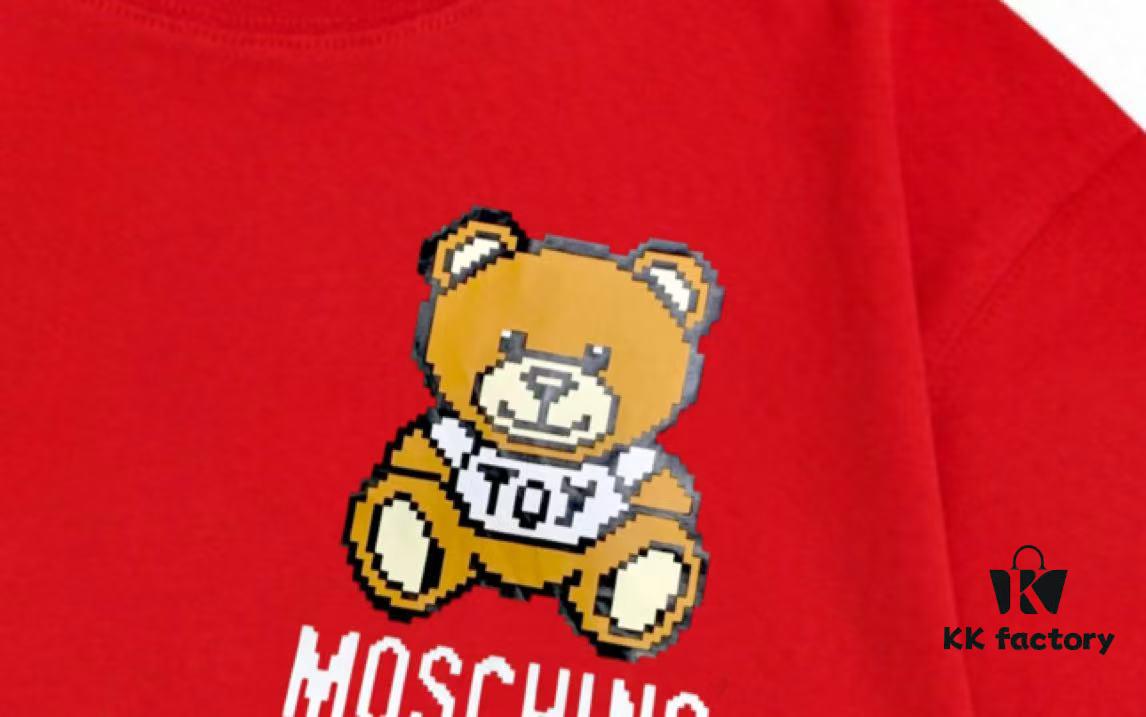 6931a589ccd8ab3d7af99db1 Moschino 2025 New Arrival Cute Series Mosaic Bear Letter Logo Unisex Short Sleeve T-Shirt