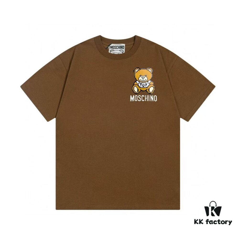 6931a58accd8ab3d7af99db6 Moschino 2025 New Arrival Cute Mosaic Bear Letter Logo Unisex Short Sleeve T-Shirt