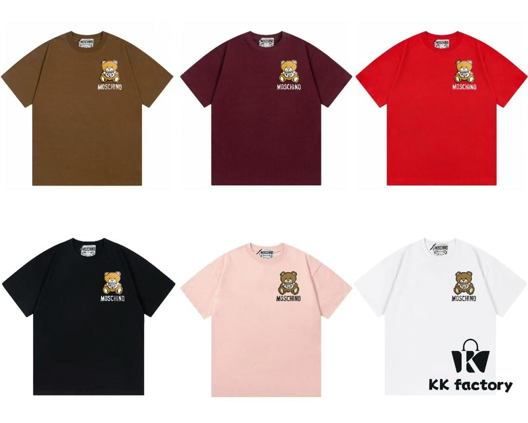 6931a58accd8ab3d7af99db8 Moschino 2025 New Arrival Cute Mosaic Bear Letter Logo Unisex Short Sleeve T-Shirt