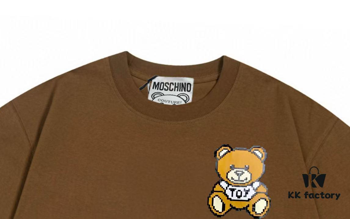 6931a58accd8ab3d7af99db9 Moschino 2025 New Arrival Cute Mosaic Bear Letter Logo Unisex Short Sleeve T-Shirt