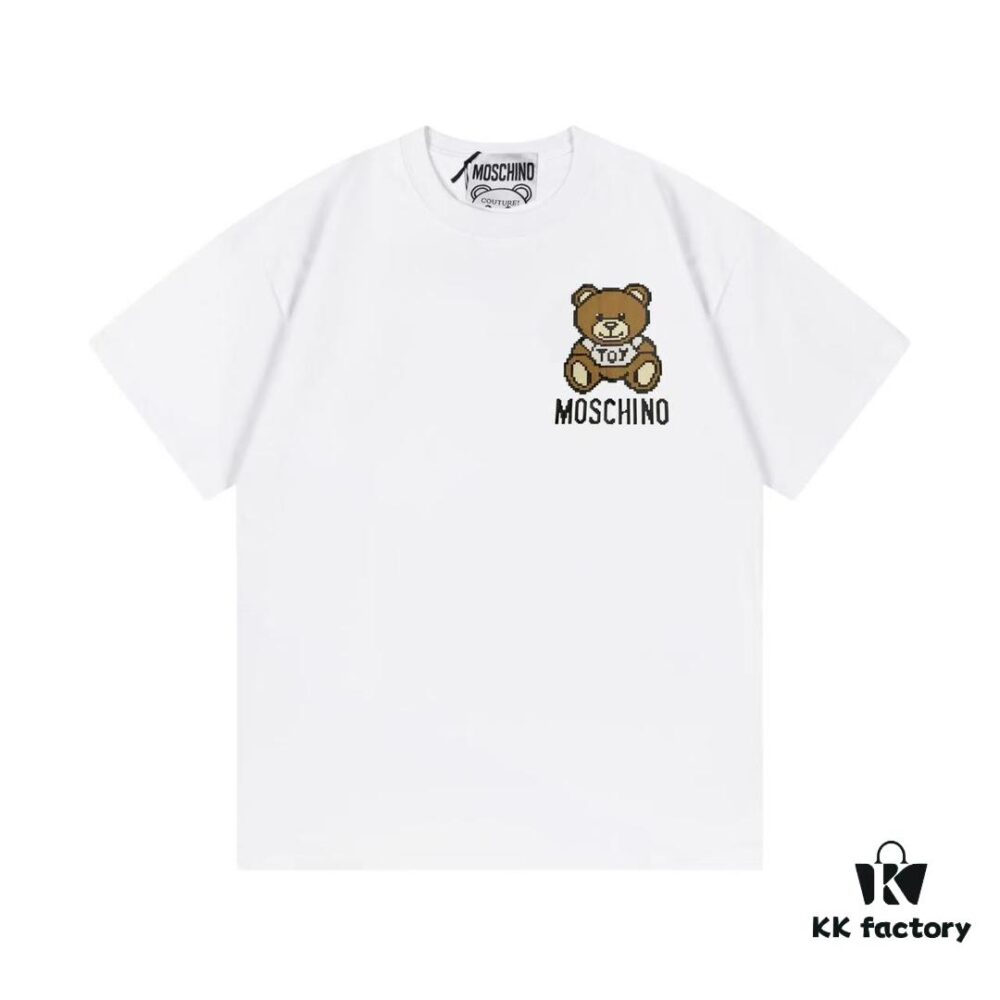 6931a58accd8ab3d7af99dbf Moschino 2025 New Arrival Cute Series Mosaic Bear Letter Logo Unisex Short Sleeve T-Shirt