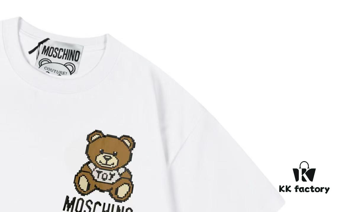 6931a58accd8ab3d7af99dc3 Moschino 2025 New Arrival Cute Series Mosaic Bear Letter Logo Unisex Short Sleeve T-Shirt