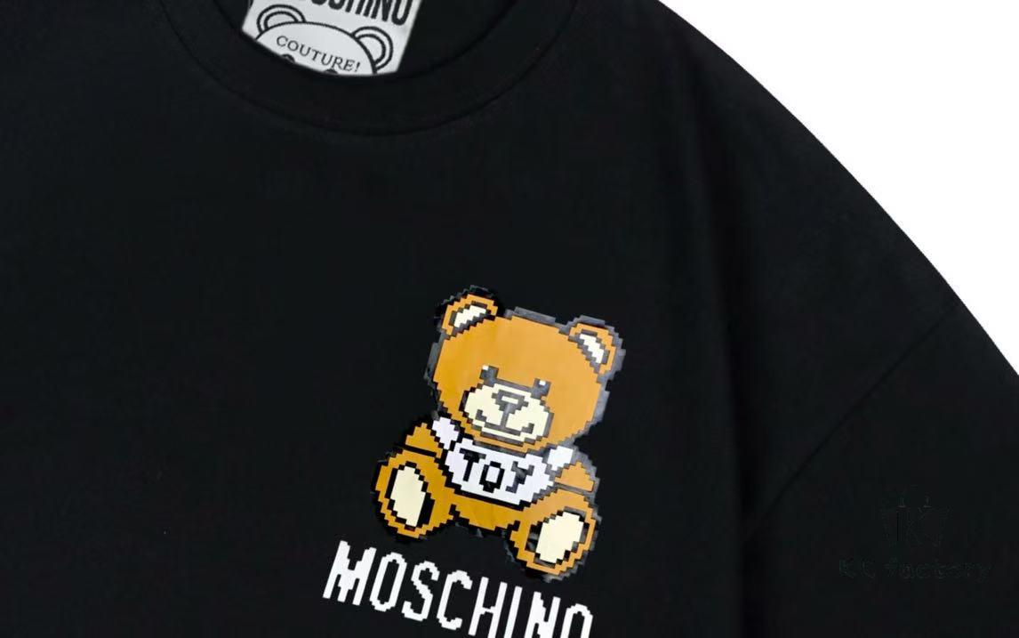 6931a58bccd8ab3d7af99dcc Moschino 2025 New Arrival Cute Collection Mosaic Bear Letter Logo Unisex Short Sleeve T-Shirt