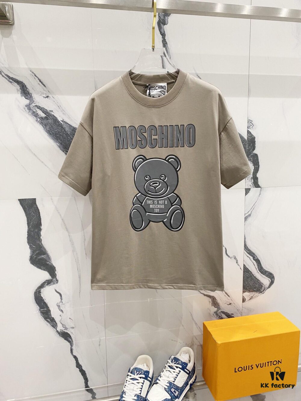 6931a592ccd8ab3d7af99e44 MOSCHINO Bear Logo Print Crew Neck Short Sleeve T-Shirt 260g