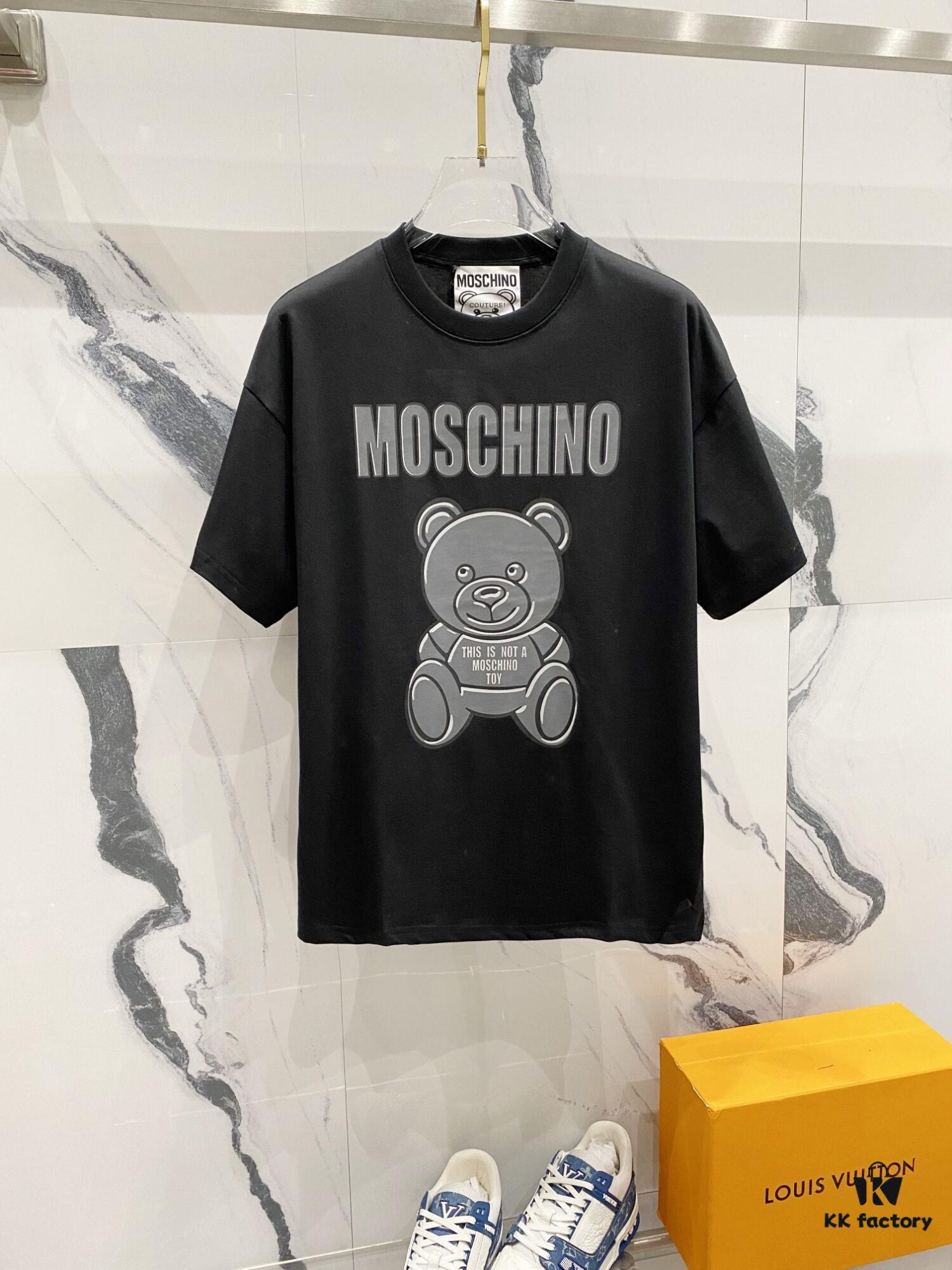 6931a592ccd8ab3d7af99e4e MOSCHINO 260g Crew Neck Short Sleeve T-Shirt with Cute Bear and Letter Logo Print