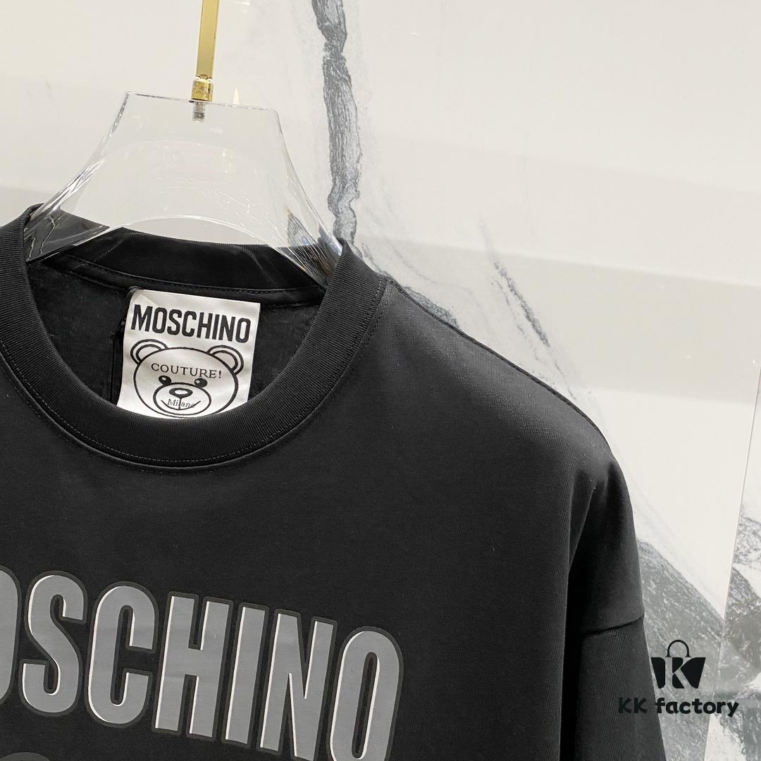 6931a592ccd8ab3d7af99e50 MOSCHINO 260g Crew Neck Short Sleeve T-Shirt with Cute Bear and Letter Logo Print