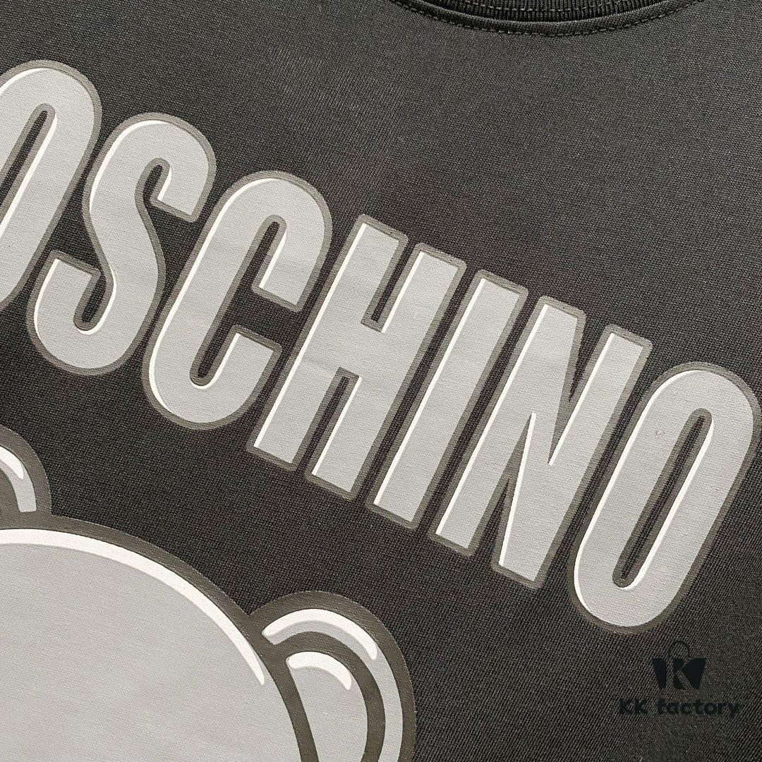 6931a593ccd8ab3d7af99e53 MOSCHINO 260g Crew Neck Short Sleeve T-Shirt with Cute Bear and Letter Logo Print