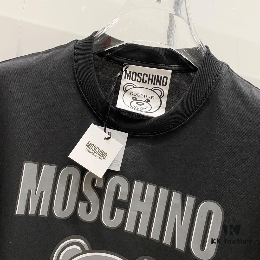 6931a593ccd8ab3d7af99e54 MOSCHINO 260g Crew Neck Short Sleeve T-Shirt with Cute Bear and Letter Logo Print