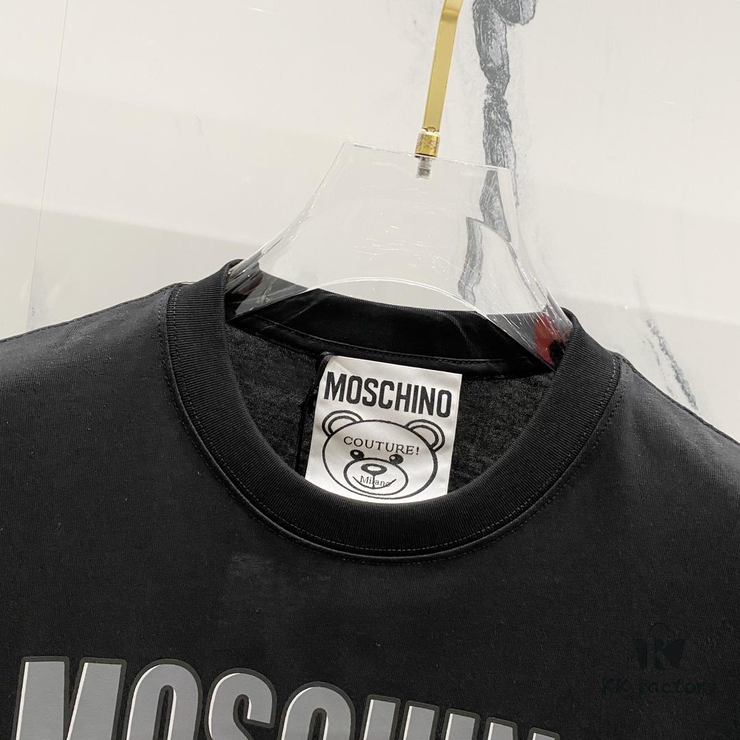 6931a593ccd8ab3d7af99e57 MOSCHINO 260g Crew Neck Short Sleeve T-Shirt with Cute Bear and Letter Logo Print