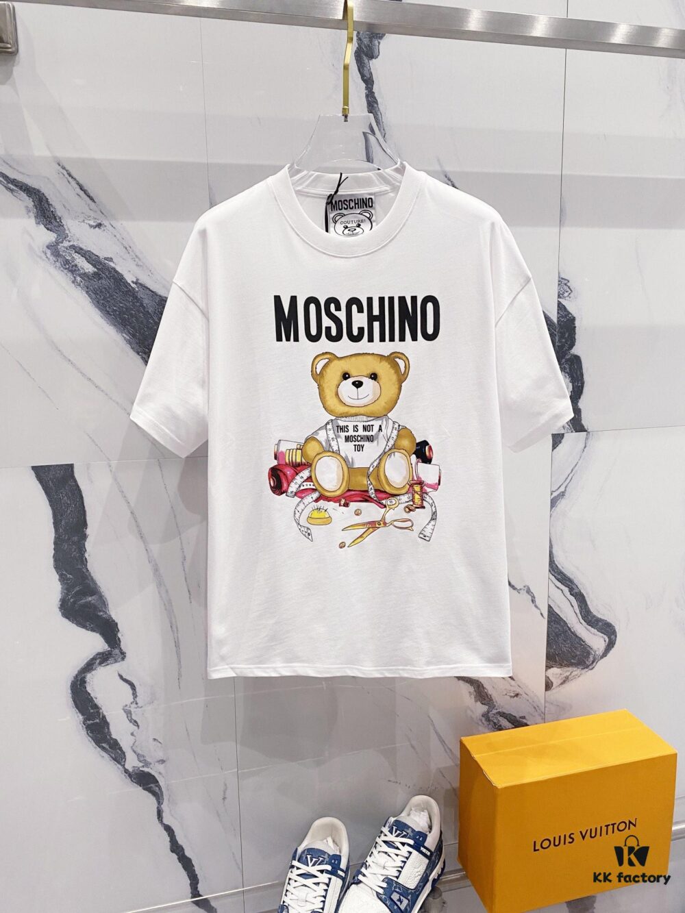 6931a593ccd8ab3d7af99e59 MOSCHINO Bear Logo 260g Crew Neck Short Sleeve T-Shirt