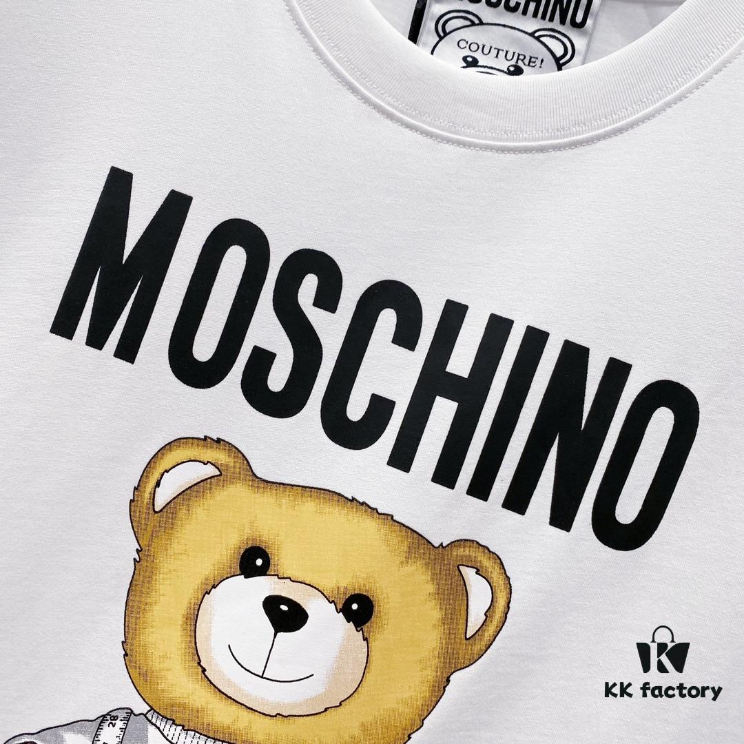 6931a593ccd8ab3d7af99e5f MOSCHINO Bear Logo 260g Crew Neck Short Sleeve T-Shirt