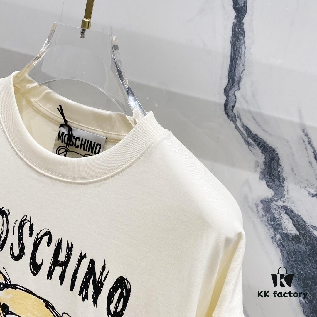 6931a595ccd8ab3d7af99e79 MOSCHINO Crew Neck Short Sleeve T-Shirt 260g with Brand Logo and Teddy Bear Print