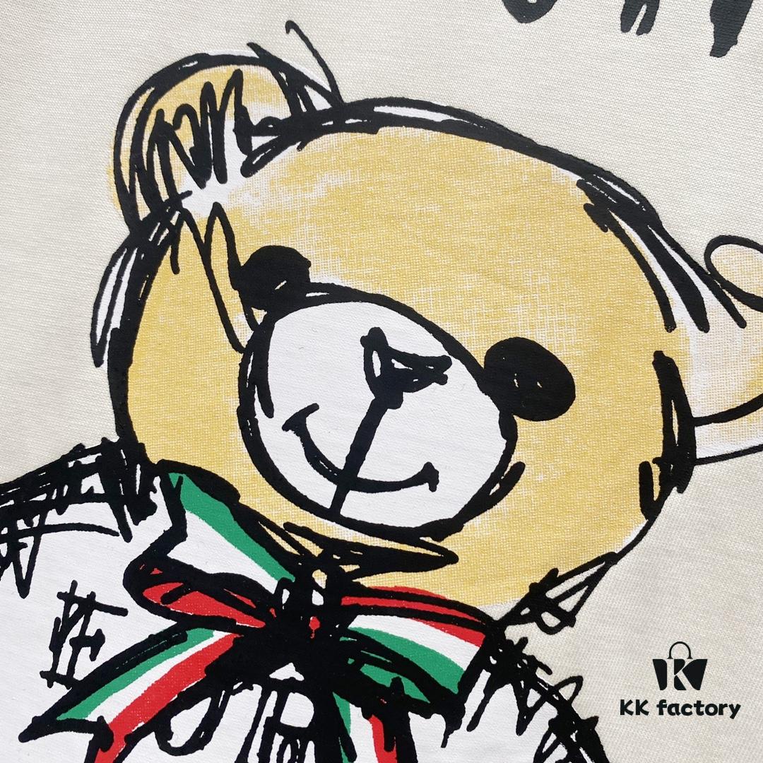 6931a595ccd8ab3d7af99e7c MOSCHINO Crew Neck Short Sleeve T-Shirt 260g with Brand Logo and Teddy Bear Print