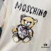 6931a595ccd8ab3d7af99e7d MOSCHINO Crew Neck Short Sleeve T-Shirt 260g with Brand Logo and Teddy Bear Print
