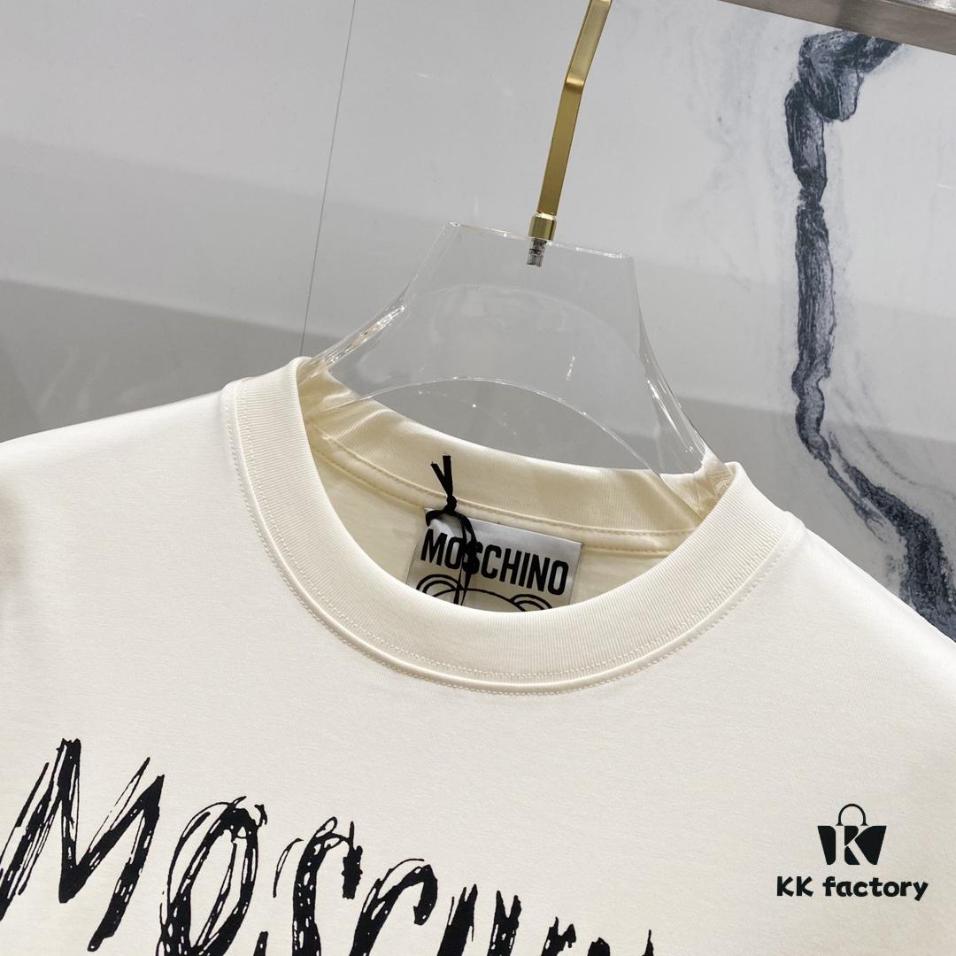 6931a595ccd8ab3d7af99e80 MOSCHINO Crew Neck Short Sleeve T-Shirt 260g with Brand Logo and Teddy Bear Print
