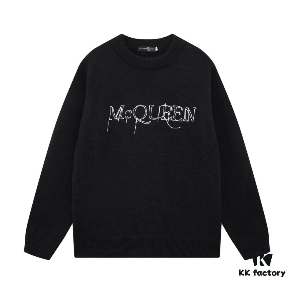 6931a597ccd8ab3d7af99ea9 McQueen New Sweater with Embroidered Logo Woolen Pullover
