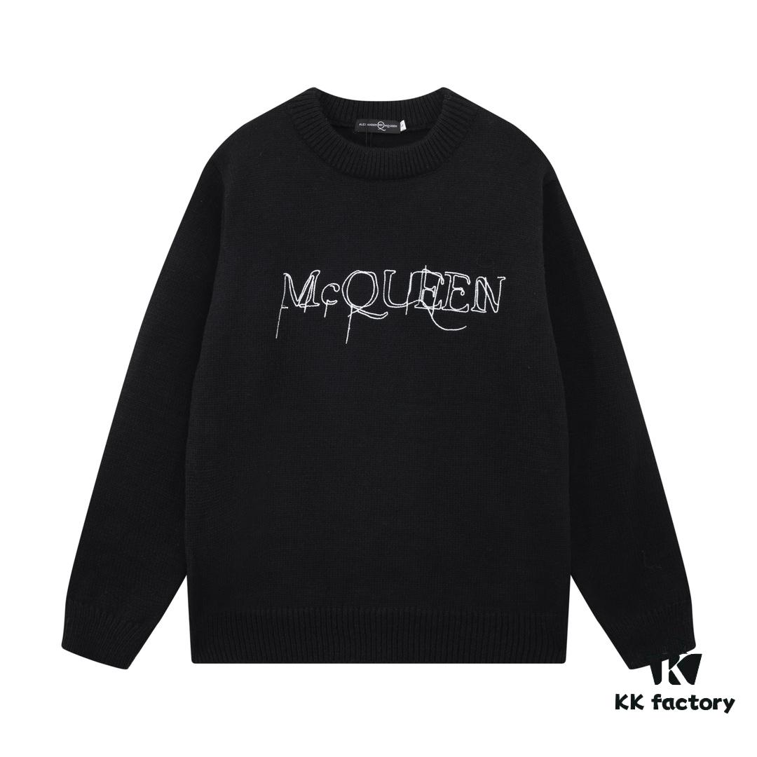 McQueen New Sweater with Embroidered Logo Woolen Pullover