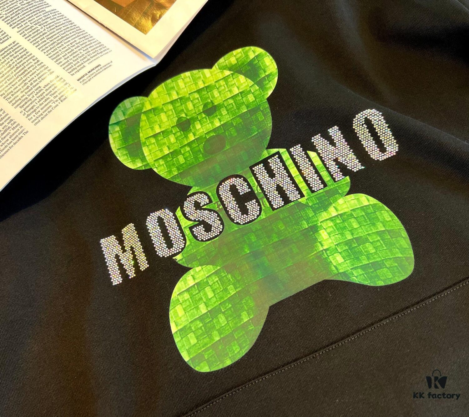 6931a59cccd8ab3d7af99ef9 MOSCHINO – 2024 New Autumn/Winter 420g Hoodie with Cartoon Bear and Classic Letter Rhinestone Print, Elegant Drape Design, Unisex Style