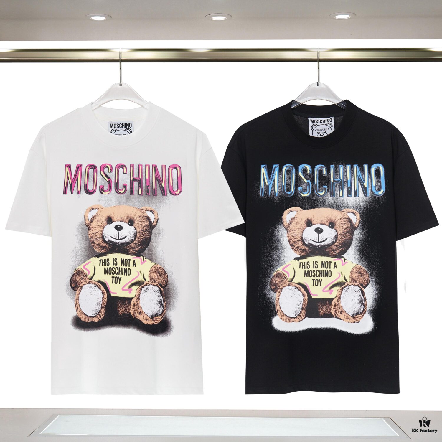 6931a59cccd8ab3d7af99efd Q611# ♈️ Premium Combed Double-Yarn MOSCHINO 23 Lunar Rabbit Limited Edition Short Sleeve T-Shirt, 230g Double-Ply 32s 100% Cotton Fabric, Direct-to-Garment Digital Print, Unisex Design, Colors: Black, White
